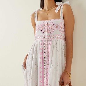 Juliet Dunn Mosaic-Print Tie-Detailed Cotton Midi Dress